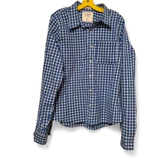 Abercrombie & Fitch Men's Blue Plaid Muscle Button Down Shirt Size XXL - Picture 1 of 4